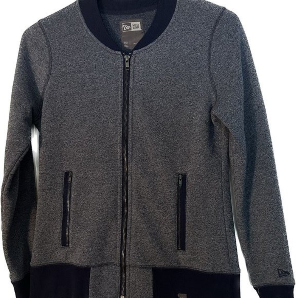 New Era French Terry Baseball full zip jacket Heather navy blue women size small